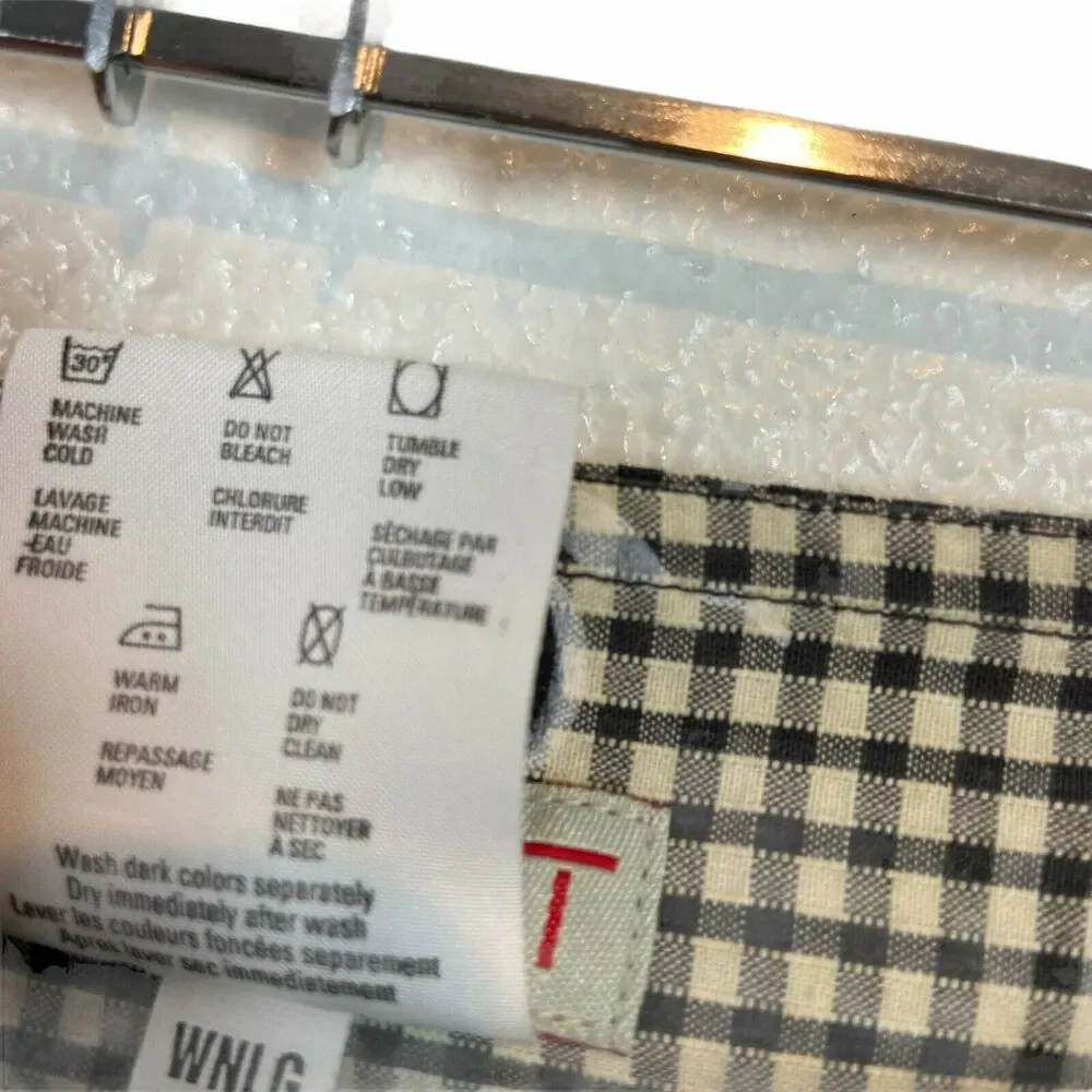 Esprit Flare Skirt Vintage Women Black Cream Gingham Rose Button Front Size XS S